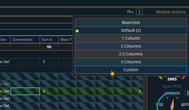 Shows making panel size wider