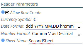 Shows XLS(X) Reader Parameters