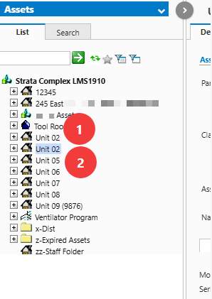 Shows the asset tree after logging out and back in