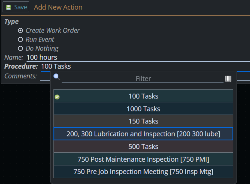 Shows add name and procedure.