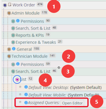 Shows WO assigned queries editor in preferences