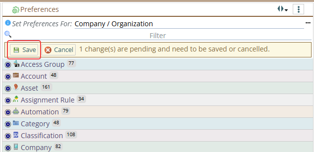 Click Save in Preferences