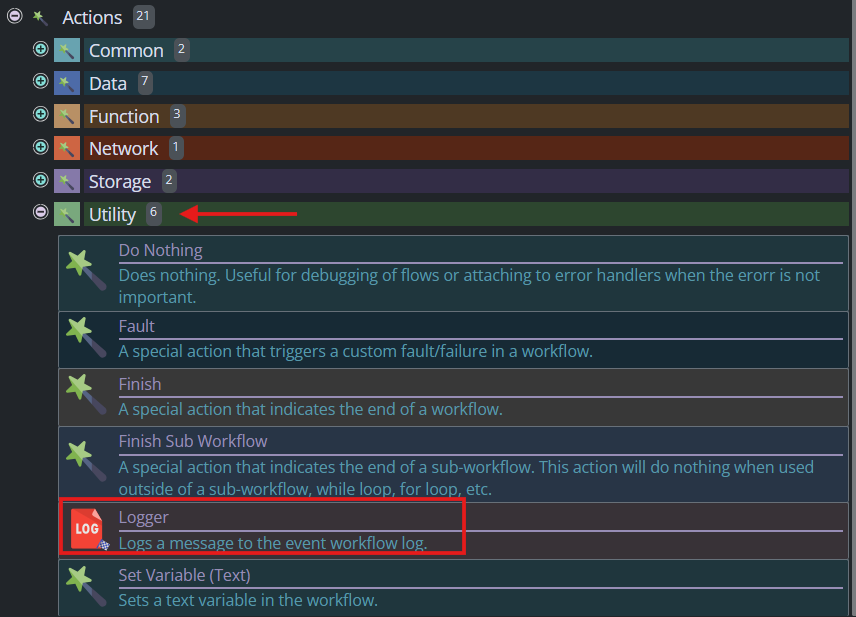 Shows a specific action tab.