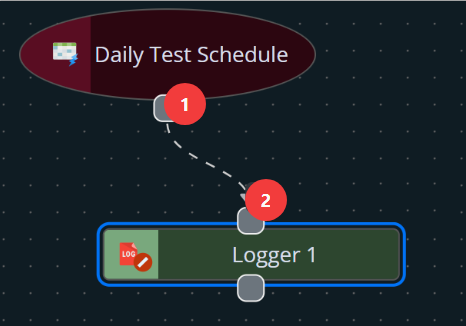 Shows where to click to join the schedule to the logger