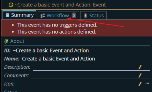 Shows workflow tab.
