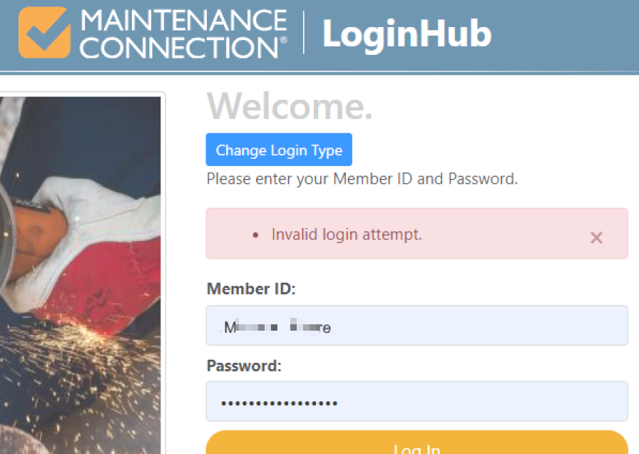 Shows getting invalid login attempt