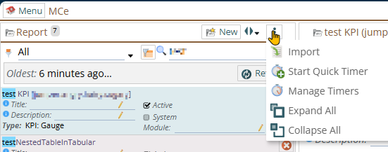 Shows where the import report choice is