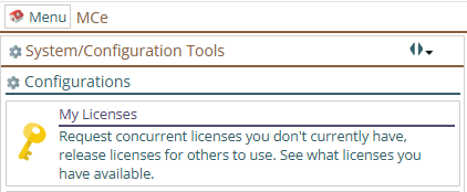 Check your licenses in MCe application