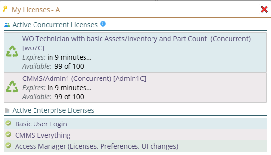 Confirm acquired user licenses.