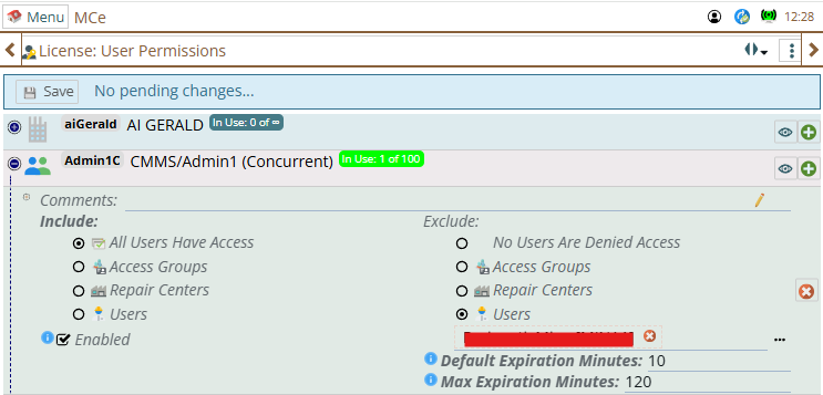 Deny access in License User Permissions