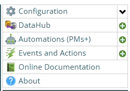 MCe application, configuration menu.